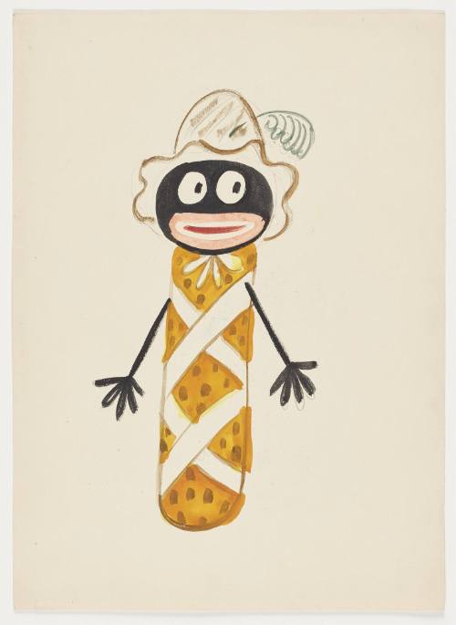 Negro Doll (recto) Topiary man, woman and dog (verso)