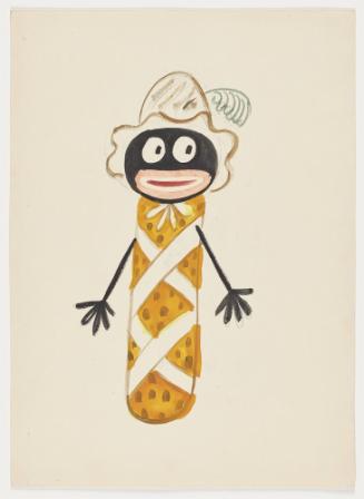 Negro Doll (recto) Topiary man, woman and dog (verso)