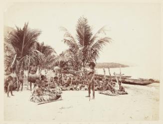 [Group on the beach at Tupusilu, New Guinea]   from Oceanic Album