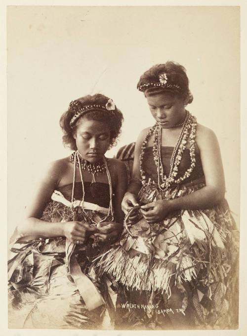 [Samoan girls making wreaths]   from Oceanic Album