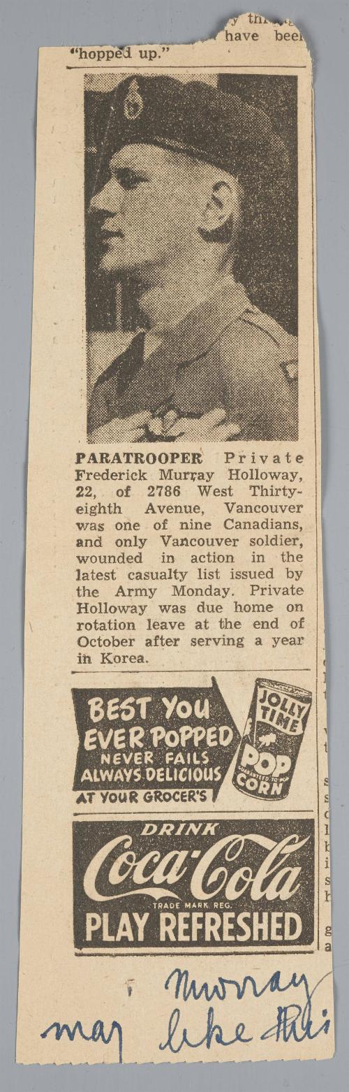 Newspaper clipping   from Canadian Aviator in training