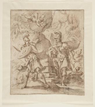 Ruggiero, smitten with love, follows Bradamante to the tomb