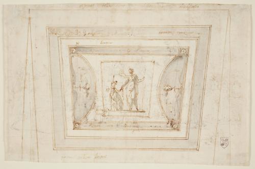 Design for Part of a Ceiling (recto); Landscape with Six Figures (verso)