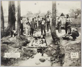 Self-built bathhouse at a creek in Russian Poland