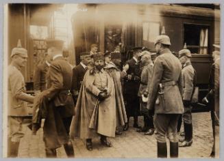 4979. His Excellency Djemal Pasha on the Western Front. Arrival of His Excellency Djemal Pasha at a train station in Flanders