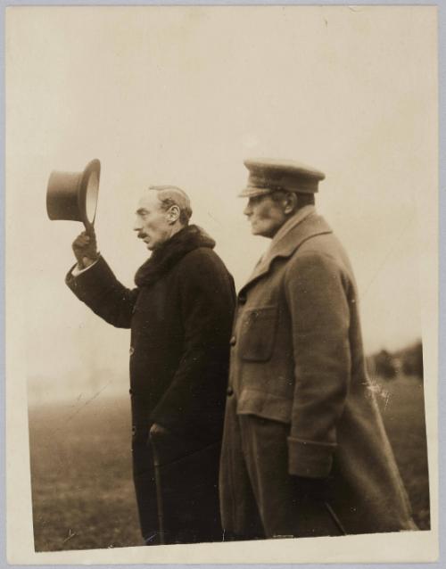11. Official photographs of Canadian Irish in Dublin. Lord Wimborne watching the march past