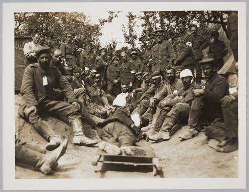 Wounded German prisoners at a dressing station