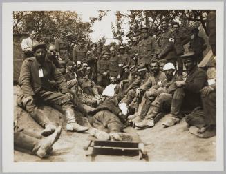 Wounded German prisoners at a dressing station