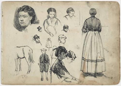 Studies of a woman and a horse