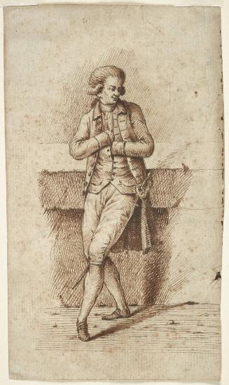 Young Gentleman Leaning against a Wall (recto); Sketch of Profile Head (verso)