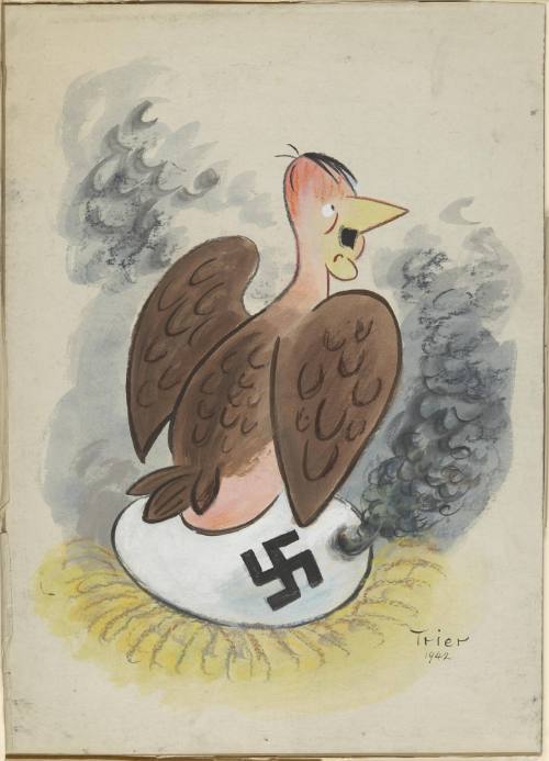 Hitler as a Bird Sitting on Egg from Die Zeitung