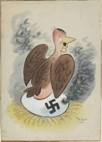 Hitler as a Bird Sitting on Egg from Die Zeitung