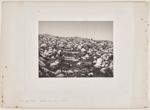 Pl. 35. Djebel Mousa - Sanctuaire ruiné situé au sommet.' [hand written in pencil to lower left of plate]. Plate 35[?] of  [Duc de Luynes], Voyage d'exploration à la mer Morte, à Petra et sur la rive gauche du Jourdain par M. Le Duc de Luynes... Oeuvre po