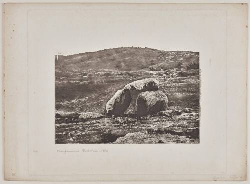 Manfoumich [sic?] - Palestine - 1864'. Related to, but perhaps not published in, [Duc de Luynes], Voyage d'exploration à la mer Morte, à Petra et sur la rive gauche du Jourdain par M. Le Duc de Luynes... Oeuvre posthume publiée par ses Petit-fils sous la 