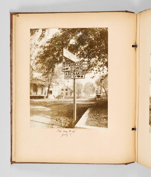 This way to the ferry! Page 23 of The Abenaki; from collection of Canadian albums compiled by Edith S. Watson, 1890s-1930s [there should be records for the blank pages 23 and 24, and this record should be Page 25]