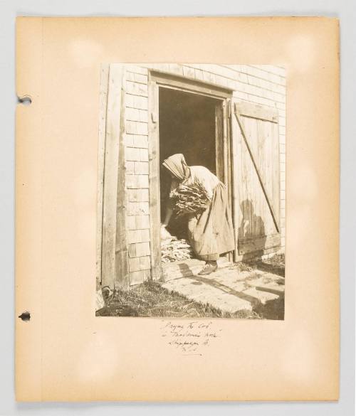 "Drying the cod is Madame's work." Shippegan Is, N.[B]. Page 25 of Fish; from collection of Canadian albums compiled by Edith S. Watson, 1890s-1930s