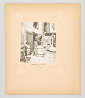 An old hand at the coopering, Halifax, N.S. Page 8 of Fish; from collection of Canadian albums compiled by Edith S. Watson, 1890s-1930s
