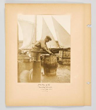 Heading up the mackerel barrels, Halifax, N.S. Page 2 of Fish; from collection of Canadian albums compiled by Edith S. Watson, 1890s-1930s