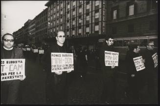 Priests protesting about the treatment of Buddhist monks, all arrested for protesting against violence including Father David Turoldo
