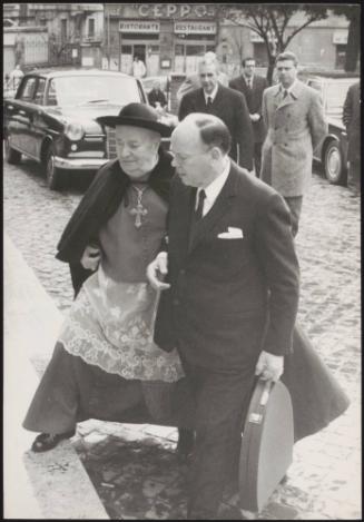 Christian Democratic Party members, including Aldo Moro escorting blind Cardinal Alfredo Ottaviani