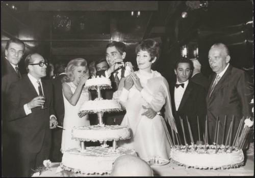 Actress Annabella Incontrera and film critic Guglielmo Biraghi son their wedding day, 1969