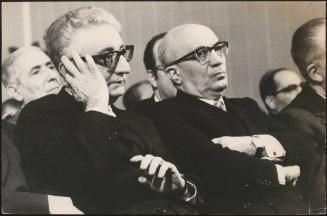 Amintore Fanfani and Giovanni Leone at the opening ceremony for new political headquarters in Rome, 1973