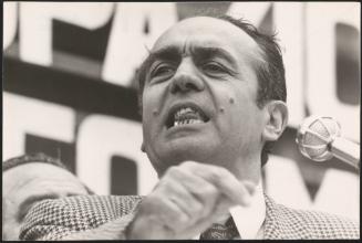 Rinaldo Scheda, confederal secretary of CGIL, speaking at an abortion rally