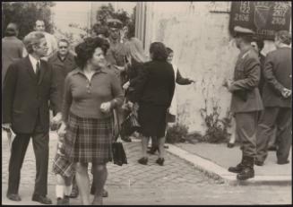 Guards outside a polling station 