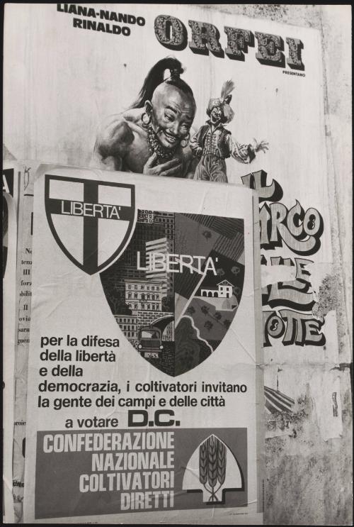 Christian Democracy party poster on a wall 