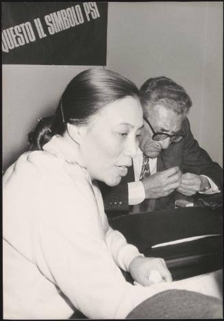 Riccardo Lombardi and Nguyễn Thị Bình at a meeting for the PSI