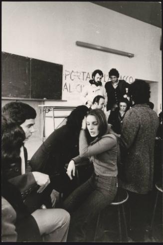 Students attending a class at the University of Rome