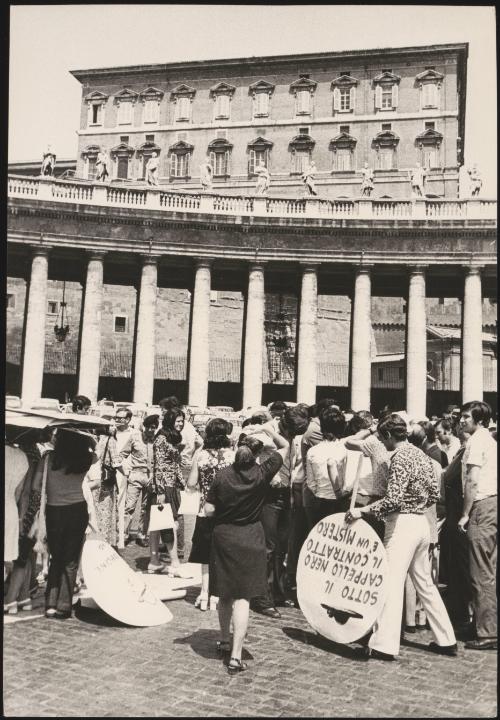 Protesters gather in St. Peter's Square to demonstrate against the Vatican 