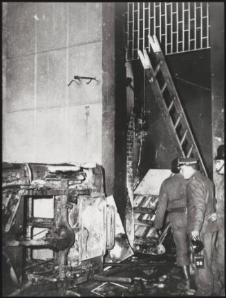 A burnt out corner of a factory in Battipaglia, 1969