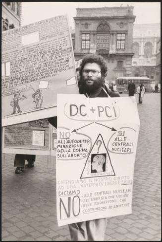An Anti Nuclear and pro abortion protest, Piazza SS. Apostoli, Rome.