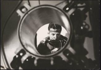 Research station, a man in breathing apparatus 