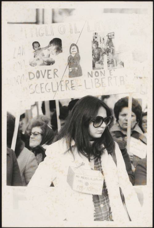 Women protest at a feminist rally on the issues of abortion versus unwanted pregnancy and subsequent loss of paid employment and opportunities