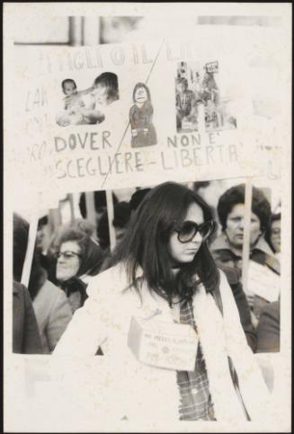 Women protest at a feminist rally on the issues of abortion versus unwanted pregnancy and subsequent loss of paid employment and opportunities