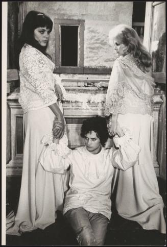 Silvia Diohisio, Leonard Whiting and Tina Aumont on the set of Giacomo Casanova: Childhood and Adolescence directed by Luigi Comencini 