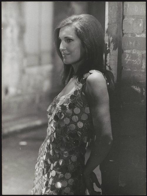 Woman in a Paco Rabanne dress 