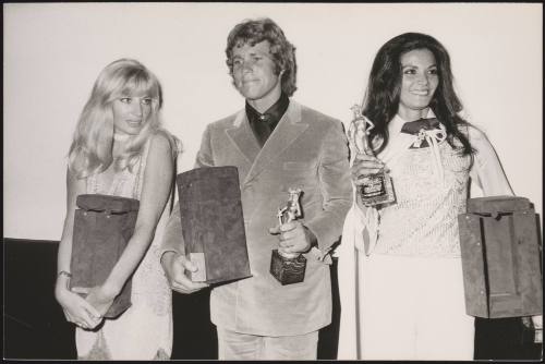 Monica Vitti, Ryan O'Neal and Florinda Bolkan at the David Donatello Awards 1971