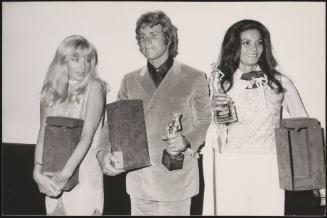 Monica Vitti, Ryan O'Neal and Florinda Bolkan at the David Donatello Awards 1971