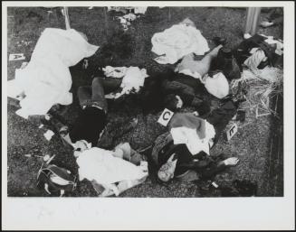 1985. Leonardo da Vinci International Airport, Rome. Aftermath of a shooting. Bodies on the floor