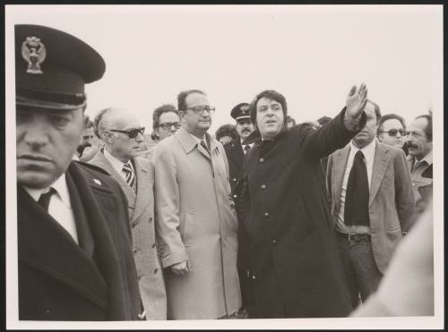 Carlo Moro, President of the Juvenile Court of Rome, brother of Aldo Moro, with Masono, chief of the street patrol policeinvestigating the death of Pier Paolo Pasolini, Ostia, 1975, Massimo Vegari
