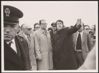 Carlo Moro, President of the Juvenile Court of Rome, brother of Aldo Moro, with Masono, chief of the street patrol policeinvestigating the death of Pier Paolo Pasolini, Ostia, 1975, Massimo Vegari