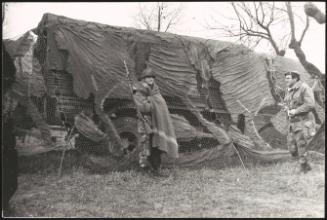 Sardinian Regiment soldier with camouflaged truck