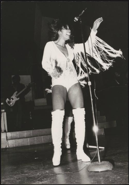 Rock singer performing on stage