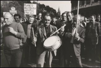 A protest march past the Colloseum, Rome

