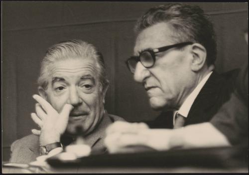 Vittore Branca and Riccardo Lombardi in Italian parliament