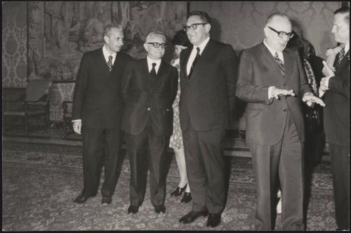 Kissinger and others including John Volpe and  Mariano Rumor 