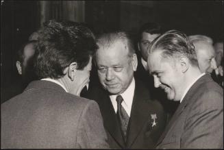 Andrei Kirilenko speaking to Enrico Berlinguer, the secretary of the PCI at their congress in Rome, March 18th - 23rd 1975